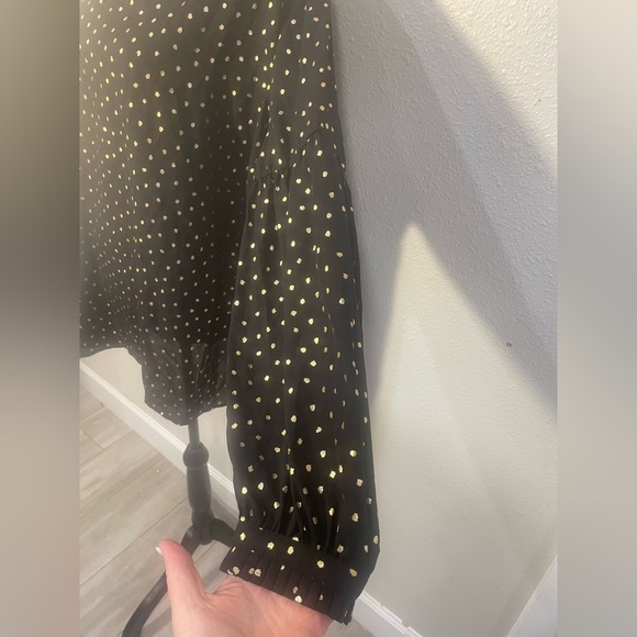 Lane Bryant Black and Gold Polka Dot Blouse - Size 16 - Picture 4 of 11